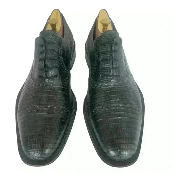 Forli Genuine Teju Lizard  Gray Blue Cap Toe Lace Up Oxford Shoes Mens Sz 9 main image 8